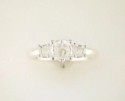 Ladies Three Stone Round Ring Setting Sterling Silver - Image 1 of 4