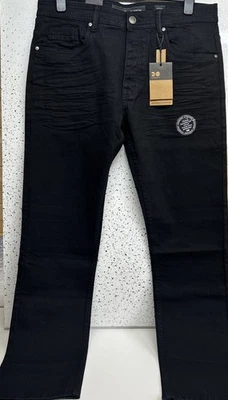 Pantalones de mezclilla Crosshatch ajustados Baraca para hombre cintura 38 - longitud regular en negro. Nuevo con etiquetas Foto 1 de 4