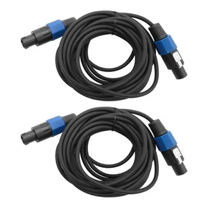 2 Pack 25 Ft Male Speakon to Speakon Cables, Professional 12 AWG Audio1345 - Picture 1 of 7