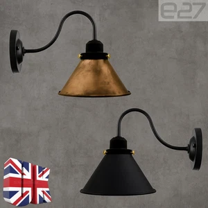 Vintage Industrial Wall Light Metal Brushed Swan Neck Wall Sconce Retro Lamp UK - Picture 1 of 9