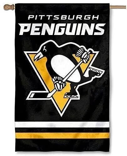 Bandera de los pingüinos de Pittsburgh Premium apliques bordados de doble cara... Foto 1 de 1
