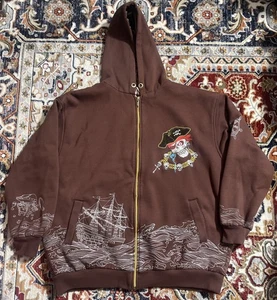 Y2K Artful Dodger braun Hoodie bestickt Piratenszene Wickeloptik Herren 3XL - Bild 1 von 11