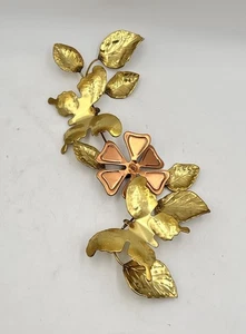 VTG Floral Brass Copper Wall Decor Metal Art Leaves, Blossoms & Butterflies MCM - Picture 1 of 14