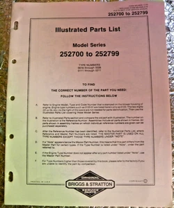 Briggs & Stratton Illustrated Parts List for Model 252700 to 2522799 - Picture 1 of 3