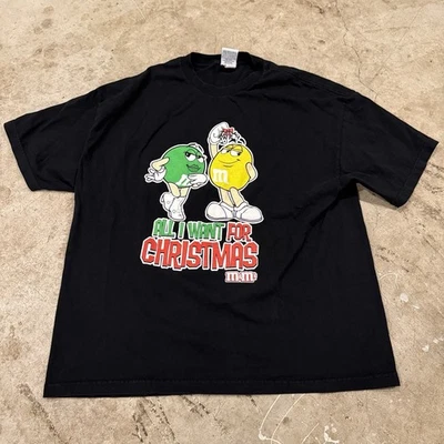 Camiseta De Colección M&Ms Para Hombres 2XL Negra Vacaciones de Navidad Ms Verde Gráfico Divertido Foto 1 de 4