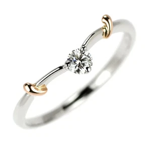 Anillo de diamantes Pt900/K18PG 0,104 quilates - Auténtico envío gratuito desde Japón - Auténtico SELBY_JA - Imagen 1 de 3