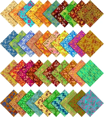 Paquete de dijes cuadrados acolchados de tela de algodón precortados con estampado de batik hágalo usted mismo Patchwo Foto 1 de 4