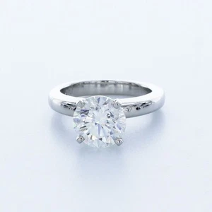 Diamante naturale tondo 3,16 ct F-SI1 950 placca. Anello di fidanzamento solitario classico - Foto 1 di 10