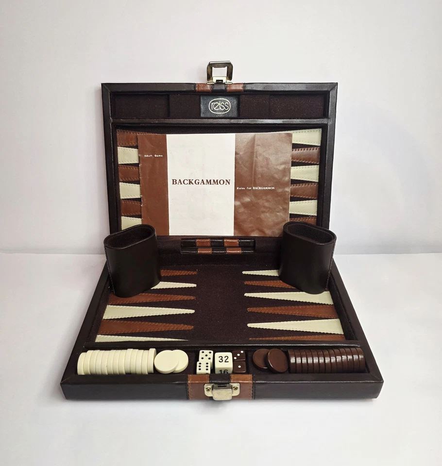 Juego de Backgammon Reiss Vintage con Estuche Plegable de Cuero Sintético Juego Completo Foto 1 de 4