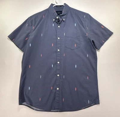 Camisa de algodón mediana con botones estampada de tabla de surf súper suave American Eagle para hombre Foto 1 de 4