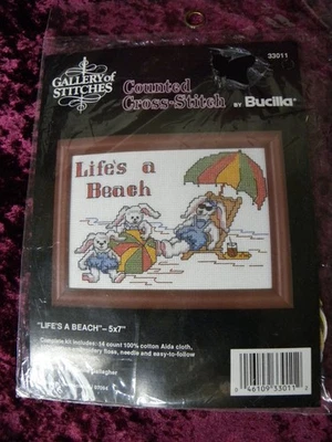 LIFE'S A BEACH Counted Cross Stitch 33011 Donna Gallagher 5" x 7" BUCILLA NEW - Image 1 of 4