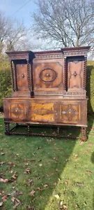 Antique Large Oak Sideboard barley twists uprights & legs  - Picture 1 of 14