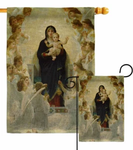 The Virgin With Angels Burlap Garden Flag Religious Faith Decorative Yard Banner - Picture 1 of 19