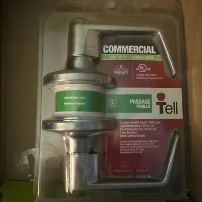 Tell Manufacturing Cl 500197 Manija de puerta de paso cromada satinada resistente nueva Foto 1 de 3