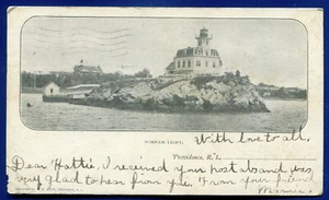 Pomham Lighthouse Light Providence Rhode Island RI old postcard - Picture 1 of 2