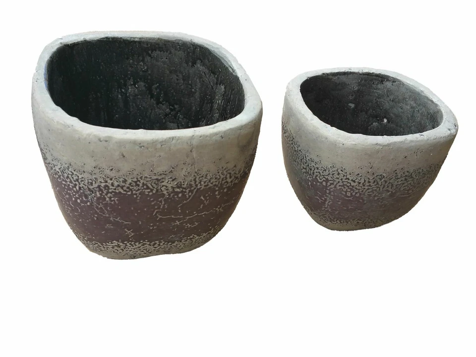 AKTION Ton Blumentopf eckig im Antik Look violett 2er Set - Bild 1 von 1