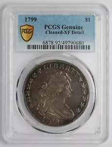 1799 Draped Bust Silver Dollar PCGS Genuine Cleaned XF Detail - Picture 1 of 5