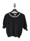 Black Sweater With Pink Beading And Jewels Size S