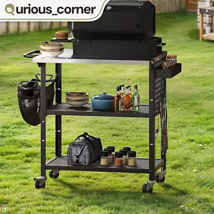 Outdoor Grillwagen Edelstahl Küche Vorbereitung Tische Flip-Top verstellbare Ablage - Bild 1 von 11