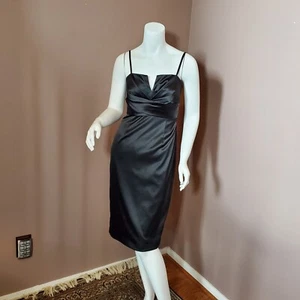 NWT WHITE HOUSE BLACK MARKET black satin evening dress size 2 - Picture 1 of 6