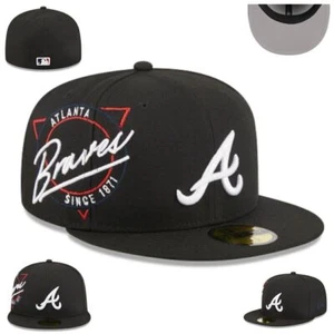 Atlanta Braves MLB Fitted Hat New style Men's 59FIFTY 5950 Baseball Cap US - Picture 1 of 30