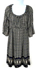 Max Edition Womens Peasant Style Dress Size LP Black Multi Boho Elastic Bodice