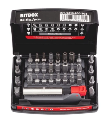 Würth Bitset 33tl Bitsatz TX HT SN TW TS SQ Bitsortiment magnetischer Bithalter - Bild 1 von 3