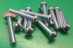 Tornillo de máquina Phillips de cabeza redonda chapado en zinc 1/4"-20 x 1,75", 100 piezas - Imagen 1 de 6