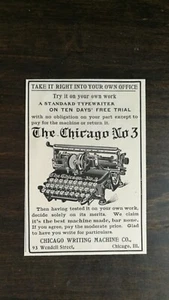 Máquina de escribir vintage 1909 The Chicago no 3 máquina de escribir Chicago anuncio original 721 - Imagen 1 de 1