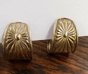 Vintage Ohrringe gold/messingfarben ziseliertes Metall - Bild 1 von 4