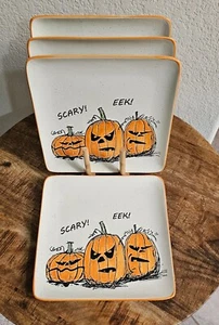 Eli + Ana Halloween Dinner Plates - Set of 4 Square Dinner Plates - Brand New - Picture 1 of 3