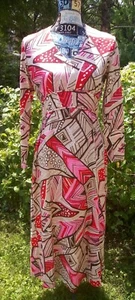 Vintage Liberty Circle Long Dress 60's Hostess Gown Mod Geometric Print  - Picture 1 of 6
