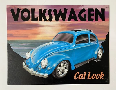 Volkswagen Beetle "Cal Look" Vintage Metal Sign Great Condition! - Image 1 of 4