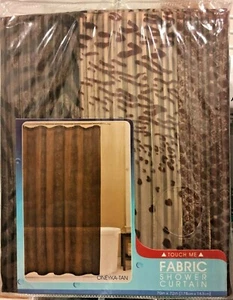 Maytex Mills FABRIC SHOWER CURTAIN Oneyka Tan PRINT SIZE 70"X 72" NEW - Picture 1 of 2