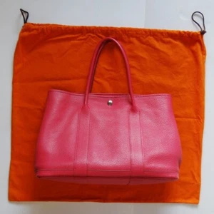 HERMES Garden Party PM Tote Hand Bag Pink Leather Authentic - Picture 1 of 13