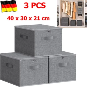 Stoffbox Boxen Aufbewahrungsbox mit Deckel Truhe faltbar 40x30x21cm Faltbox DHL - Bild 1 von 17