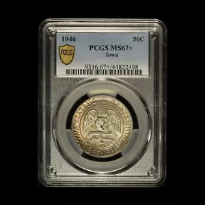 1946 50c Iowa Silver Commemorative Half Dollar -PCGS MS67+ - Free Shipping USA - Picture 1 of 3