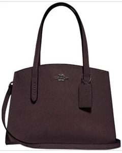 ❤️ Coach Charlie 28 Oxblood/Silver 29529 Carryall - Picture 1 of 3