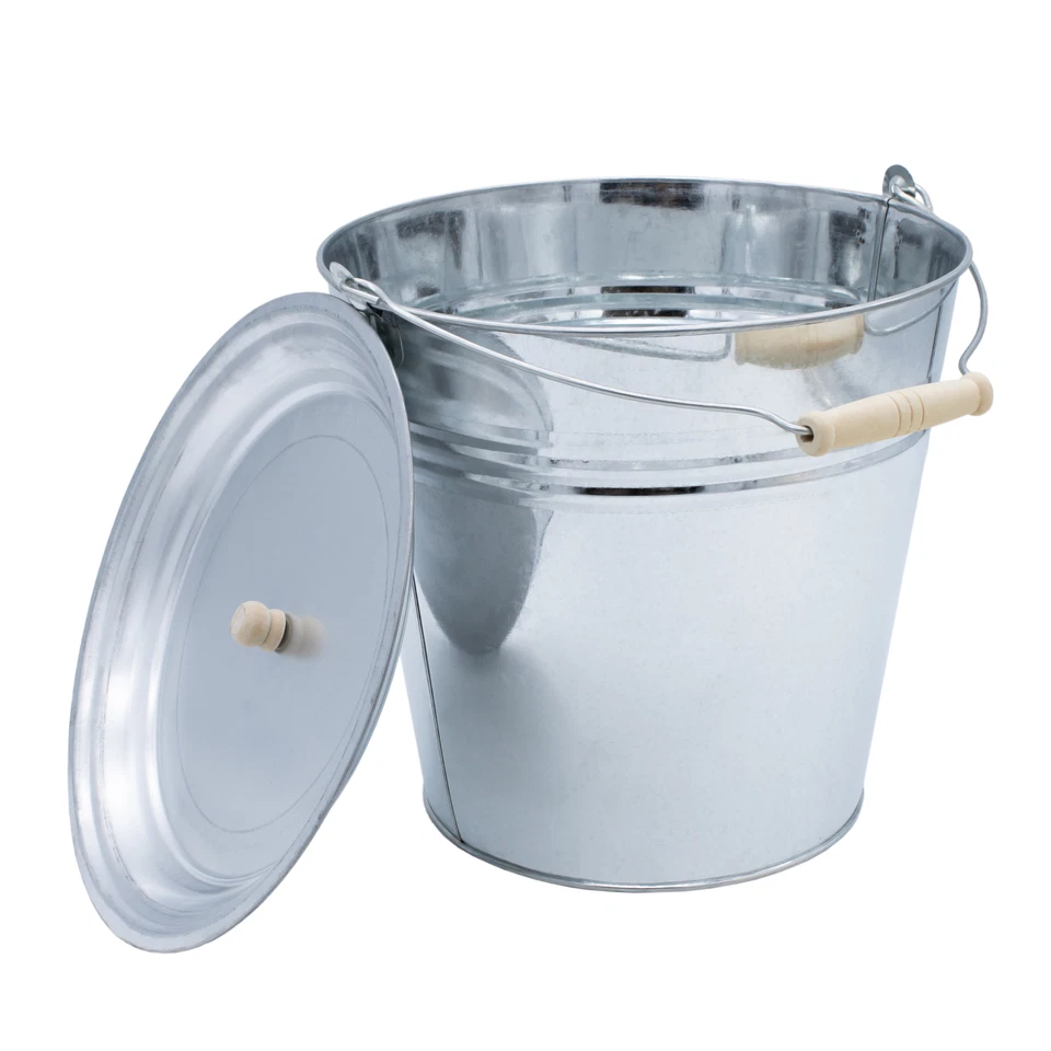 Zinkeimer mit Deckel 12 Liter - Ascheeimer Blech Eimer Pflanzkübel Blumenkübel - Bild 1 von 4