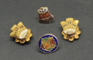 (4) W.O.W. 10K GOLD LAPEL PINS with 3 WOODMEN OF THE WORLD TREE STUMP PIN BACKS - Picture 1 of 3