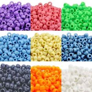 Opaque Pony Beads, All Colours, Multi Listing 100/500/1000, Dummy Clips