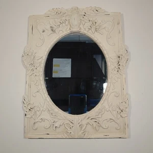 RAZ Imports 7" Oval Mirror in White 11"Lx8.5"W Shabby Chic Regency Frame EUC - Picture 1 of 7