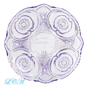 LARGE antique ILLINOIS FURNITURE Co ornate AMETHYST GLASS ad. tray CHICAGO - Picture 1 of 3