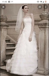 Gorgeous Oleg Cassini Designer Tulle Bridal Gown CWG461 Sz 14 EUC 💒 - Picture 1 of 10