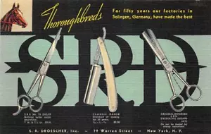 Richmond VA Kuhlman Co. Thoroughbreds Barber Razor Shaving Blades Curt Teich PC - Picture 1 of 1