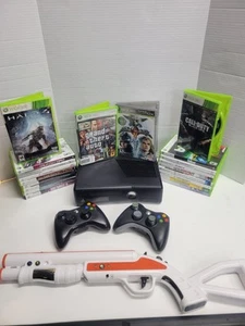 Microsoft XBox 360 S Slim 250GB Black W/20 Games - Picture 1 of 12