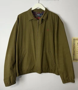 Vintage 90er 80er Ralph Lauren Harrington Jacke kariert gefüttert Twill Jacket oliv L - Bild 1 von 7