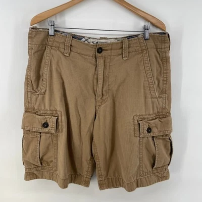 American Eagle Cargo Shorts Men's 36 Ivory Classic Length RipStop Baggy Gorpcore - Image 1 of 4