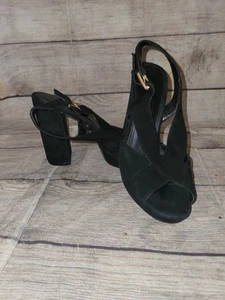 Black MICHAEL KORS STRAP block heel buckle Size 7 - Picture 1 of 5