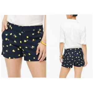 J Crew Zitronenmuster 5" Chino Shorts Größe 12 marineblau gelb Baumwolle adrett - Bild 1 von 8